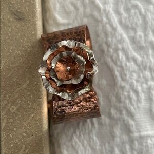Copper and Silver Floral Women's Bracelet